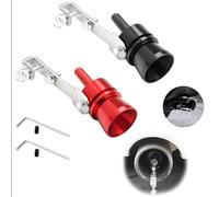 Fischietto Marmitta Auto, Fischio Turbo Auto, 2 Pezzi Auto Turbo Suono Fischio Di Scarico, Suono Turbo in Alluminio, Universale Potenziatore Suono Scarico,Turbo Whistle Fischio del Suono,Nero + Rosso