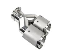 Fischietto Tubo Scarico 1 PC Accessori Per Auto Doppio Terminale Scarico In Acciaio Inossidabile Satinato Per Auto Marmitta Per Modifica Tubo Doppio Copertura Tubo Scarico(Left in60- out101mm)