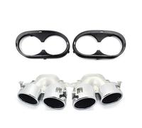Fischietto Tubo Scarico Per Mercedes Per Benz C118 CLA35 X247 GLB35 A45S Refitting 2020+ Terminale Scarico Paraurti Posteriore Terminali Scarico Turbocompressore(Silver SetA)