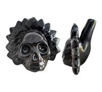 Fischio Di Morte Di Azkrt, Fischietto Di Decompressione A Foro Grande, Ocarina A Doppia Camera, Fischietto In Ceramica, Fischietto Della Morte Azteco Scheletro Horror, Decorazione Di Halloween. (E)