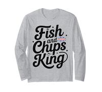Fish and Chips King Funny British Food, chef inglese del Regno Unito Maglia a Manica