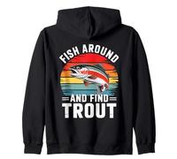 Fish Around And Find Trout Retro Fishing Felpa con Cappuccio