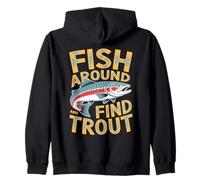 Fish Around And Find Trout Vintage Fishing Felpa con Cappuccio