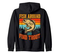 Fish Around And Find Trout Vintage Fishing Felpa con Cappuccio
