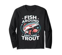 Fish Around And Find Trout Vintage Fishing Maglia a Manica