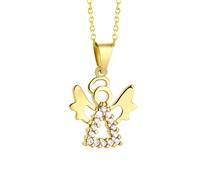 fish Bambina Catena oro 333 Angelo con Protezione Pendente Swarovski Elements Lunghezza Regolabile Custodia per Gioielli Regalo Bambini