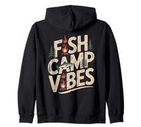 Fish Camp Vibes Divertente Camping Pesca Outdoor Adventure Tee Felpa con Cappuccio