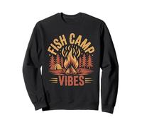 Fish Camp Vibes Retro Campfire Tenda Foresta Pesca Campeggio Felpa