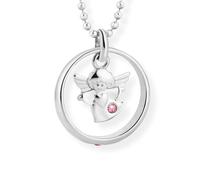 fish Collana Bambina In Argento Sterling Con Ciondolo Angelo E Cristallo Rosa Per Battesimo