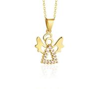 fish Collana In Oro Giallo Con Ciondolo Angelo Custode E Zirconi