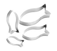 Fish Cracker Cookie Cutter Set - 4 PCS Stainless Steel Creatures Molds, Homemade Cracker Cutters For Baking, Mini & Sandwich Fondant Molds For Kids