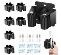 FISH DRAGATE 6 pcs porta scope in acciaio inox,porta scope parete,portascope da muro appendibile,appendi con accessori di montaggio,per cucine, giardini, garage, bagni e uffici nero