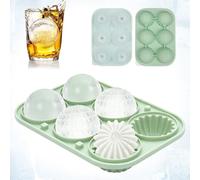 FISH DRAGATE ghiaccio silicone con 6 scanalature,con coperchio | stampi cubetti circolare moule,riutilizzabile,senza bpa,glacon per cocktail, whisky,vino,frutta,puree di frutta,gelati,verde
