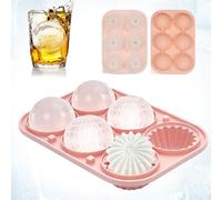 FISH DRAGATE ghiaccio silicone con 6 scanalature,stampi cubetti circolare moule con coperchio,riutilizzabile,senza bpa,glacon per cocktail, whisky, vino, frutta, puree di frutta, gelati,glace,rose