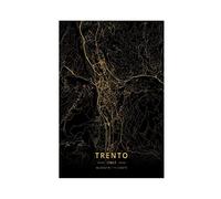 FISH DRAGATE Trento Italy - Poster su tela con mappa della città su tela, per soggiorno, camera da letto, ufficio, casa, 30 x 45 cm