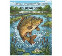 Fish. Freshwater farm coloring book with exciting facts