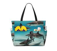 Fish in the deep sea Borsa da viaggio multifunzionale da spiaggia multi tasca design alla moda adatta per vari luoghi all'aperto
