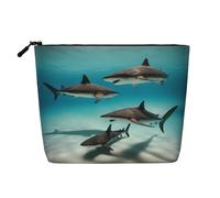 Fish in The Deep See, borsa per il trucco impermeabile in finto lino, monostrato, con chiusura a cerniera, per le tue esigenze quotidiane o di viaggio, Nero , Taglia unica