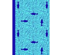 Fish in the Waves Pattern Notebook: Dark and Turquoise Blue Colors