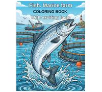 Fish. Marine farm coloring book with exciting facts