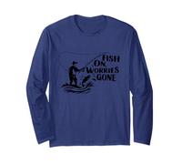 Fish On Worries Gone Funny Rilassante Stress Relief Pesca Maglia a Manica