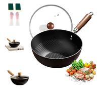 Fish Scale Pattern Flat Bottom Non-Stick Pan, 2025 New Uncoated Non-Stick Household Cooking Pan, High Purity Frying Pans for Cooking, for Families, Single Women, Kitchens (9.6in(24.5cm))