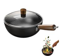 Fish Scale Pattern Flat Bottom Non-Stick Pan, 2025 New Uncoated Non-Stick Household Cooking Pan, High Purity Frying Pans for Cooking, Handmade Round Wok, Suitable Cooker Gas (10.2in)