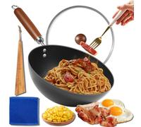 Fish Scale Pattern Flat Bottom Non-Stick Pan, Small Fish Scale Pattern Frying Pan, Carbon Steel Woks & Stir-Fry Pans Nonstick with Glass Lid, for Electric and Gas Stoves (20 cm/7.8 in)