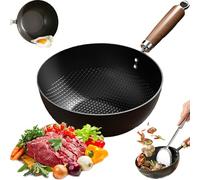Fish Scale Pattern Flat Bottom Non-Stick Pan with Lid, Handmade Round Cooking Wok, Multifunctional Ultra-Durable Scratch-Resistant Non Stick Pans for Induction and Gas Stoves (no lid,26cm/10.23in)
