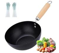 Fish Scale Pattern Flat Bottom Non-Stick Pans, Fish Scale Handmade Round Cooking Wok, 2025 New Uncoated Non-Stick Household Pan with Lid for Electric, Induction and Gas Stoves (11.02in,No Lid)