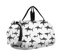 fish sea Silhouette Nero e Bianco Duffel del Ragazzo con Scomparto Scarpe Leggero Sport Pernottamento Borsa da Viaggio per la Scuola Pratica, Sport, Viaggi bolsos deportivos para mujer, pesce mare