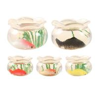 Fish Tank Set, 1:12 Scale Fish Bowls, 0,79 x 1,18 pollici Adorable Miniature Gardens, Portable Realistic Aquarium Decor for Crafts Ornaments Garden Scene Display