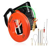Fish Tape - Estrattore per cavi elettrici, 50 m, 4,5 mm, filettatura M5 per cavi elettrici, filo retrattile con alloggiamento e 7 molle guida