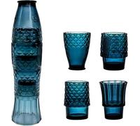 FishDesignDrinkingGlasses,StackableDrinkingGlasses,ColoredBeverageGlass,StackTumblerGlass,NauticalGlassware,FishShapedGlassesDrinkingforHomeDecor,SetOf4,LakeBlue