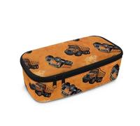 FishDing Astuccio portamatite con cerniera, grande capacità, materiale scolastico per bambini e ragazzi, idea regalo, Camion Ribaltabile Arancione, Taglia unica, Organizer per borse