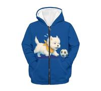 FishDing Felpa con cappuccio 6-16t con zip per bambini felpa con cappuccio casual top coat con tasche sport palestra autunno pullover, Cane Calcio, 6-7 Years