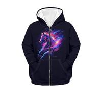 FishDing Felpa con cappuccio 6-16t con zip per bambini felpa con cappuccio casual top coat con tasche sport palestra autunno pullover, Cavallo Colorato, 14-16 Years