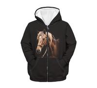 FishDing Felpa con cappuccio 6-16t con zip per bambini felpa con cappuccio casual top coat con tasche sport palestra autunno pullover, Cavallo marrone, 14-16 Years