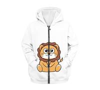 FishDing Felpa con cappuccio 6-16t con zip per bambini felpa con cappuccio casual top coat con tasche sport palestra autunno pullover, Leone dei cartoni, 11-13 Years