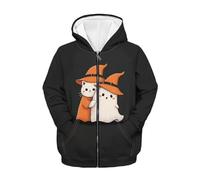 FishDing Felpa con cappuccio 6-16t con zip per bambini felpa con cappuccio casual top coat con tasche sport palestra autunno pullover, Gatto Fantasma Di, 11-13 Years