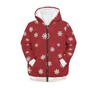 FishDing Felpa con cappuccio 6-16t con zip per bambini felpa con cappuccio casual top coat con tasche sport palestra autunno pullover, Fiocco di neve natalizio., 11-13 Years