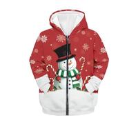 FishDing Felpa con cappuccio 6-16t per bambini con cerniera a maniche lunghe felpa con cappuccio casual autunno vestiti con tasche, Fiocco di neve natalizio., 8-10 Years