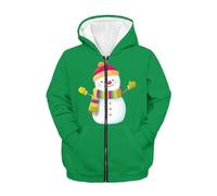 FishDing Felpa con cappuccio 6-16t per bambini con cerniera morbida felpe con cappuccio felpe con cappuccio giacche con cappuccio pullover casual con tasche, Pupazzo di neve natalizio, 6-7 Years