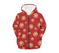 FishDing Felpa con cappuccio 6-16t per bambini ragazzi felpa con cappuccio a maniche lunghe giacca autunnale leggera con cappuccio pullover con tasche, Fiocco di neve natalizio., 6-7 Years