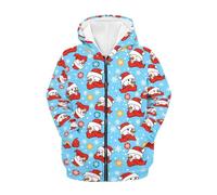 FishDing Felpa con cappuccio 6-16t per bambini ragazzi felpa con cappuccio a maniche lunghe giacca autunnale leggera con cappuccio pullover con tasche, Pupazzo di neve natalizio, 6-7 Years