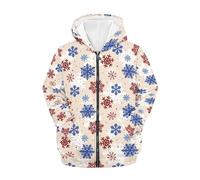 FishDing Felpa con cappuccio con zip per bambini, a maniche lunghe, con cappuccio, per l'autunno, 6-16 anni, con tasche, per palestra e sport, Fiocco di neve natalizio., 14-16 Years