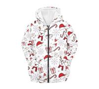 FishDing Felpa con cappuccio per bambini 6-16t Zip Up Hoodies Giacca autunnale Felpa con cappuccio a maniche lunghe Vestiti alla moda con tasche, Cappello natalizio con renna, 6-7 Years