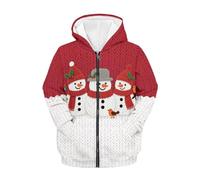 FishDing Felpa con cappuccio per bambini 6-16t Zip Up Hoodies Giacca autunnale Felpa con cappuccio a maniche lunghe Vestiti alla moda con tasche, Pupazzo di neve natalizio, 14-16 Years