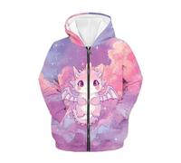 FishDing Felpa con cappuccio per bambini, con cerniera, top coat autunnale, alla moda, con tasche, per sport e palestra, Drago Fantasy, 8-10 Years