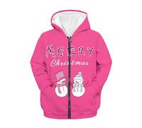 FishDing Felpa con cappuccio per bambini da 6 a 16 anni, con cerniera, casual, con cappuccio, abbigliamento autunnale, alla moda, per sport, palestra, cappotto con tasche, Pupazzo di neve natalizio